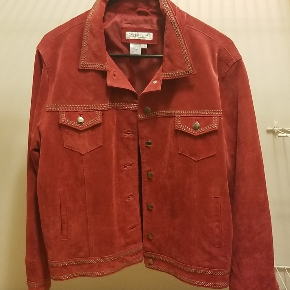 Coldwater Creek Cherry Genuine Suede Jacket